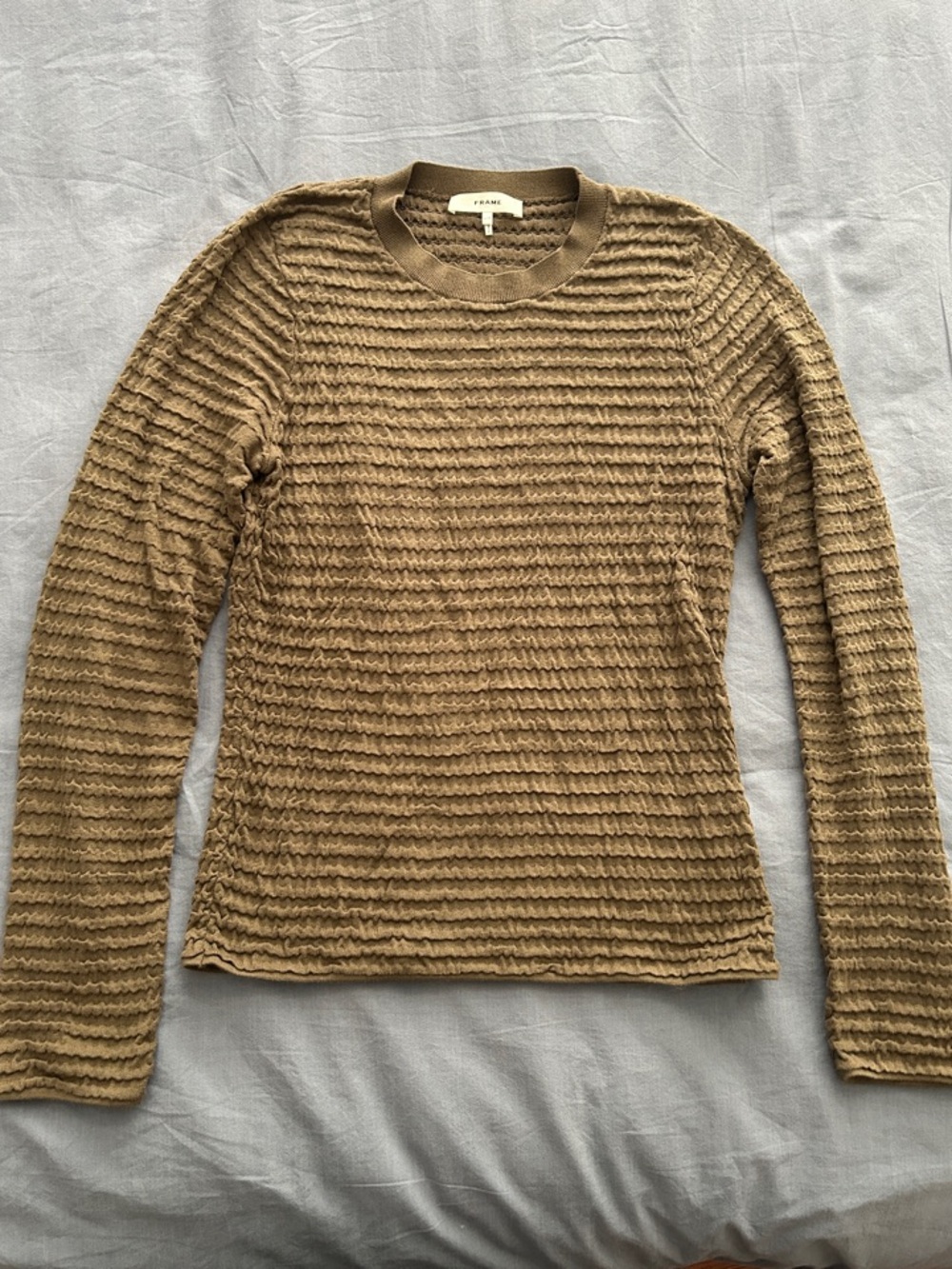 Frame Denim Textured Long Sleeve Top - Green